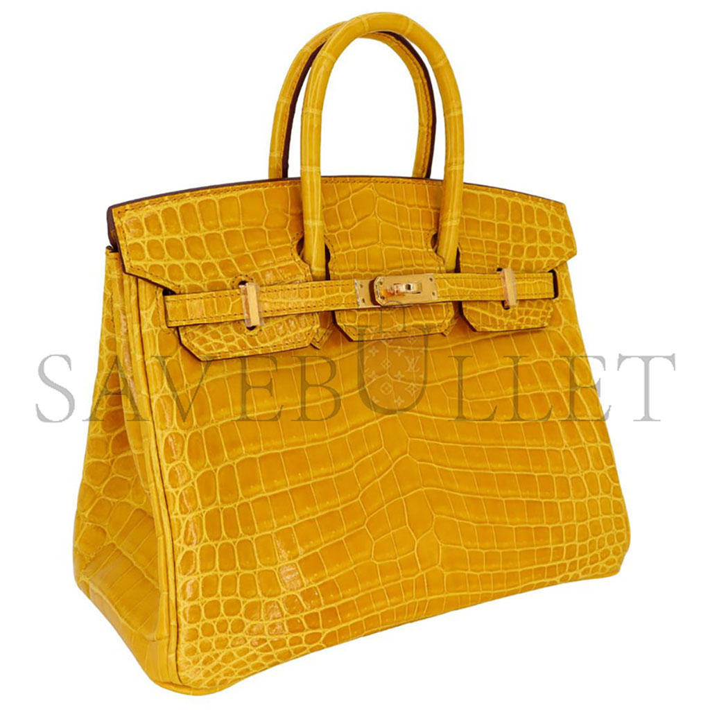 H**mes master birkin 25 crocodile leather yellow gold buckle h041354ck09 (25*20*13cm)